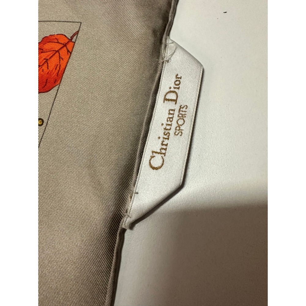 Women's Christian Dior Sports One Size Beige Multi-color Leaf Print Scarf - Picture 4 of 4
